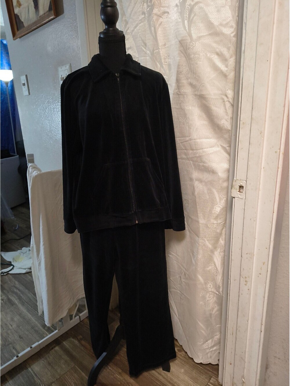 Rebecca Malone Black Velour Tracksuit Set Size  PXL